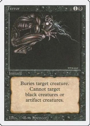 Skeletal creature art on black and gray Magic: The Gathering card.