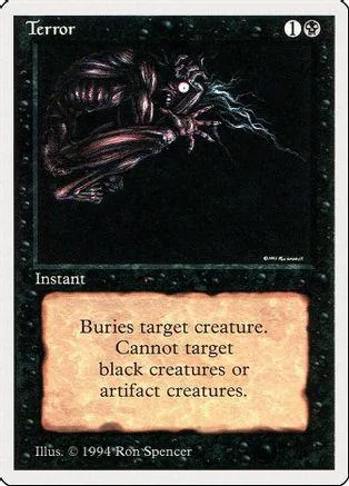 Dark, skeletal creature art on a black Magic: The Gathering card.