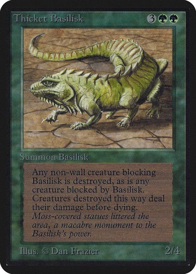 Green lizard creature art on a Magic: The Gathering card.
