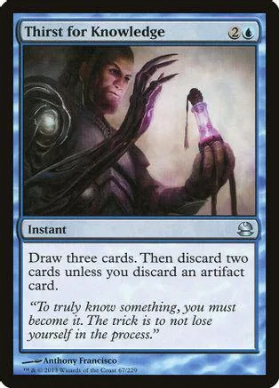 Card art depicts a figure reaching out, holding a glowing vial. Blue and purple tones.