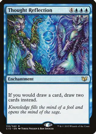 Blue and purple fantasy art Magic: The Gathering card, Thought Reflection.