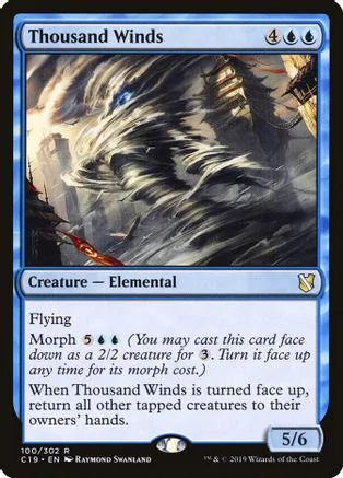 Blue and black card art depicting a swirling, stormy elemental creature.