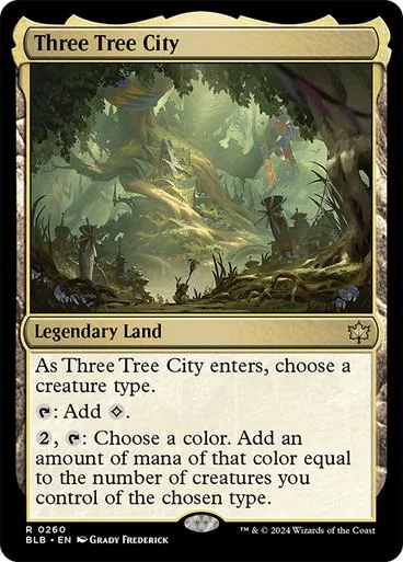 Green forest landscape on a Magic: The Gathering land card.