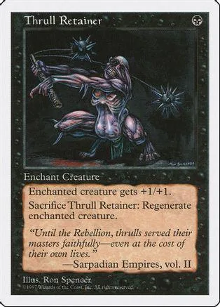 Dark fantasy creature on a black card, showing a muscular, menacing figure.
