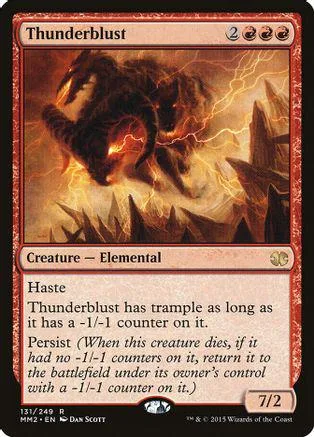 Dark, shadowy elemental creature with lightning, on a black and orange card.