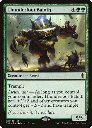 Large, dark beast creature card art with green and brown tones.