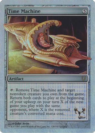 Card art depicts a large, ornate, steampunk-like time machine.
