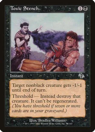 Dark fantasy art card featuring two figures in a dramatic, action-oriented scene.