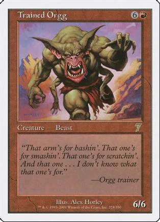 Green ogre creature with red accents on a Magic: The Gathering card.