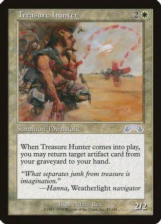 Fantasy card art: man with beard and hat, brown and orange tones.