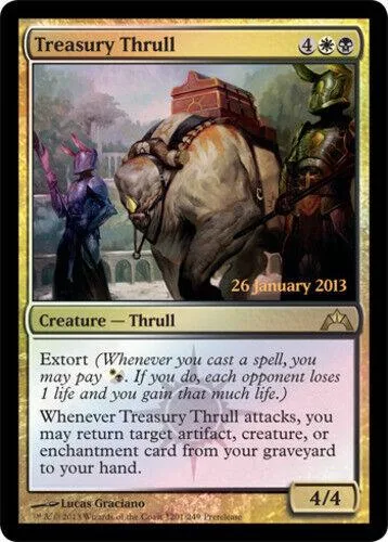 Creature card featuring a large elephant and a figure in purple armor.
