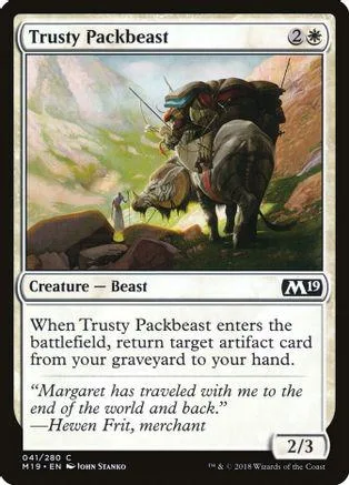Beast creature card art shows pack animal in rocky, grassy landscape.