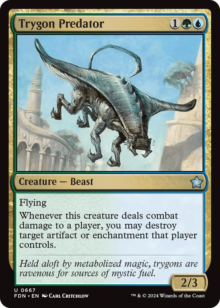 Dark dinosaur creature on blue background, black and blue card art.