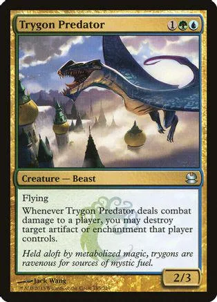 Dark dragon creature card art, blue and black tones, printed on standard trading card.