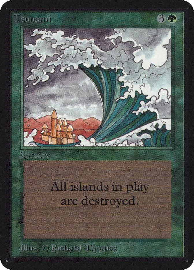 Blue and green Magic: The Gathering card showing a large ocean wave.