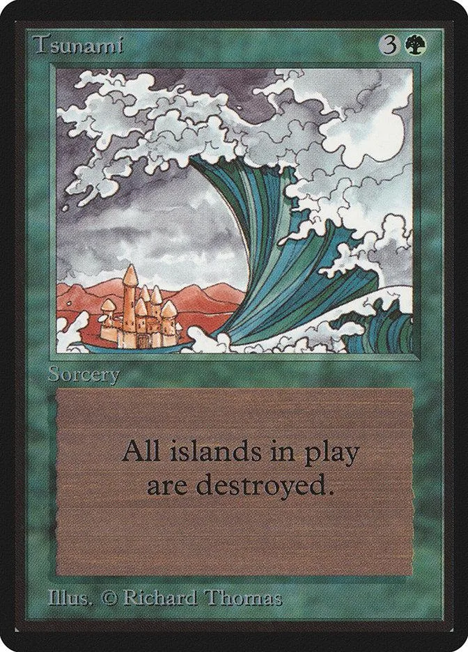 Blue and white Magic: The Gathering card showing a large ocean wave.