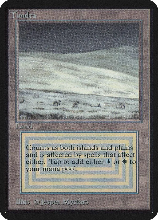 Magic: The Gathering Tundra land card, featuring a snowy, muted landscape.