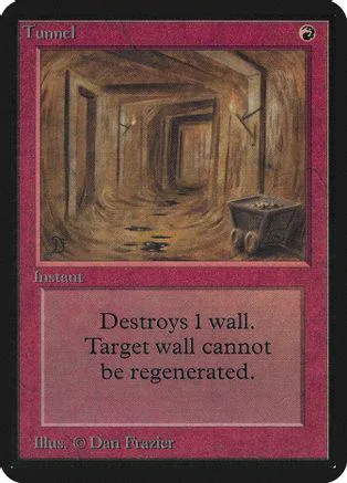 Card art depicts a dark, winding tunnel with a single doorway.