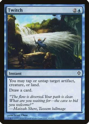 Blue and green Magic: The Gathering card featuring a waterfall scene.