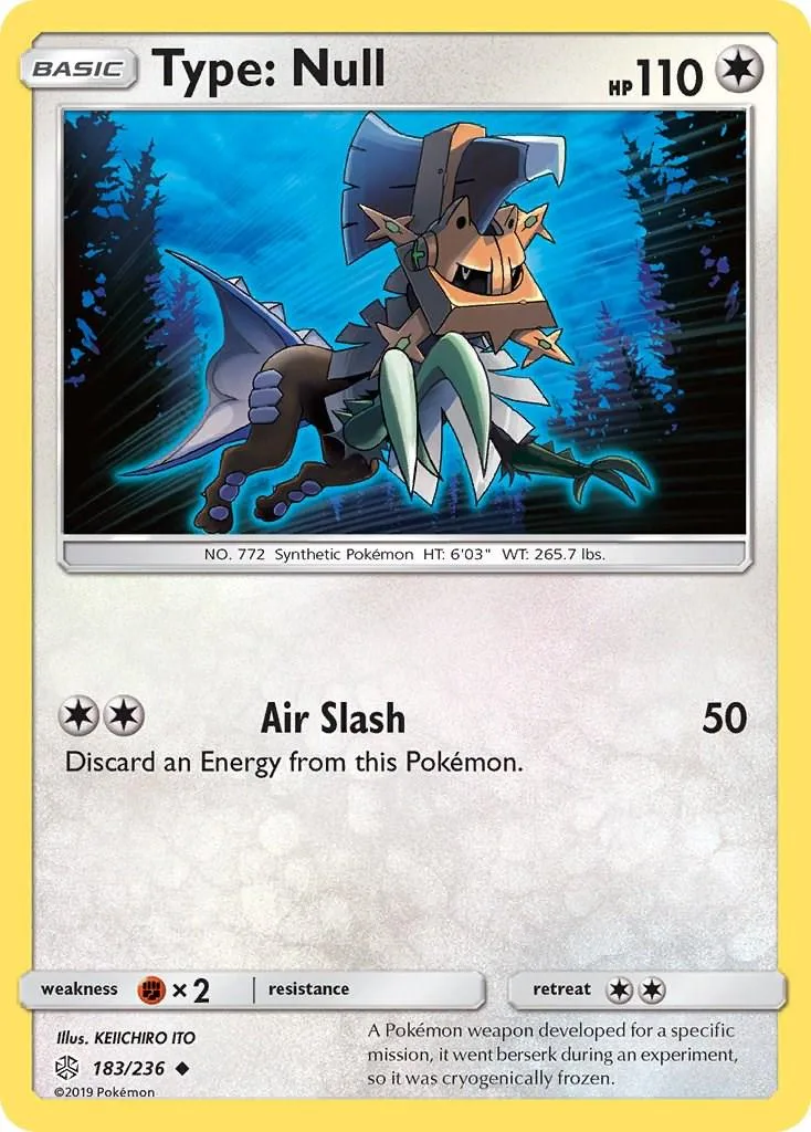 Dark, mechanical Pokémon card with blue and black coloring. Air Slash attack shown.