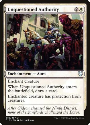 Card art depicts armored figures in a chaotic, dark scene. Enchantment card.
