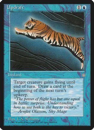 Orange tiger leaping through dark sky on a collectible trading card.