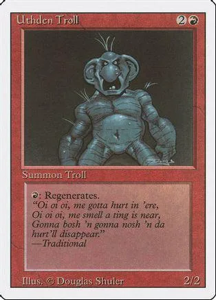 Blue-gray troll creature card art, showing a large, menacing troll figure.
