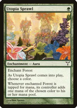 Green and yellow landscape art on a Magic: The Gathering card.