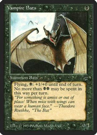 Dark winged bat creature on a card with brown and black tones.