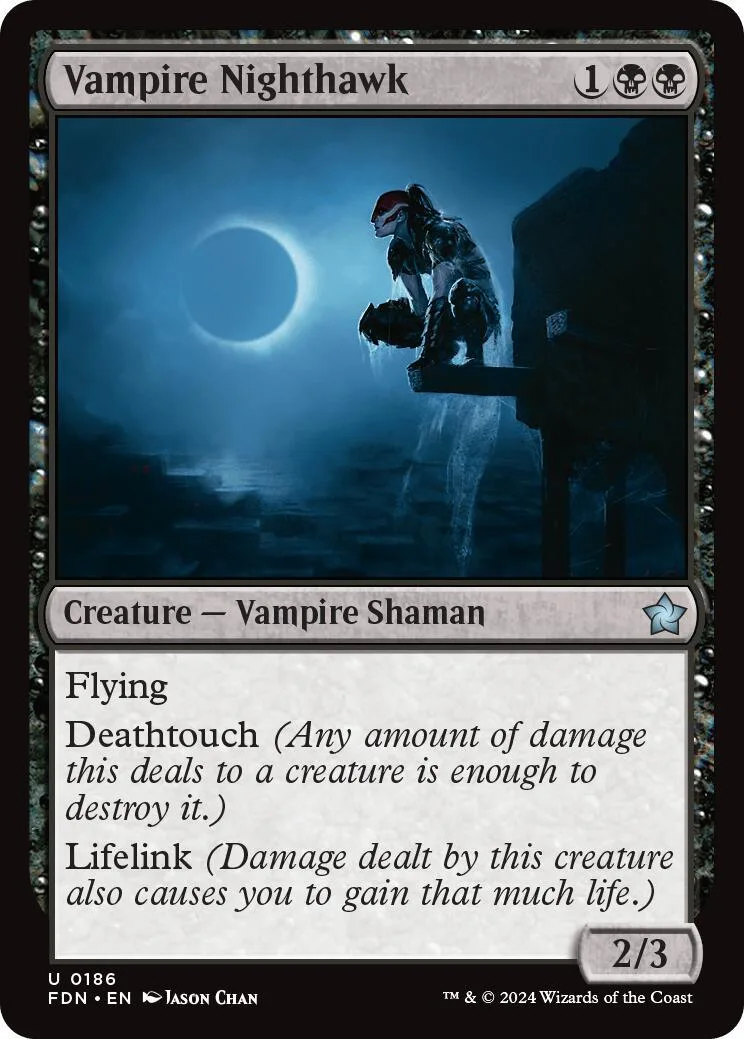 Vampire Nightthawk Magic: The Gathering card, dark blue and black artwork.