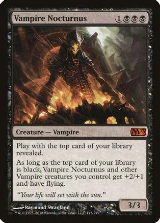 Dark vampire creature card art, black and orange tones, showing a shadowy figure.