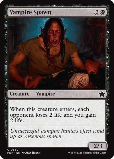 Vampire Spawn card art: dark, brooding vampire figure in brown shirt.