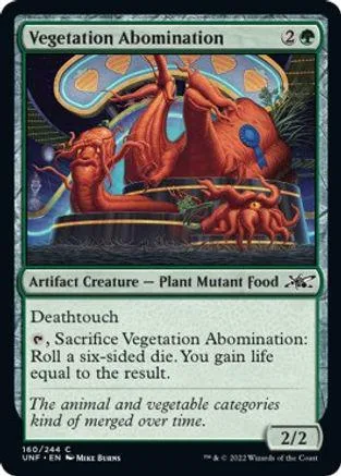 Red and orange plant creature on dark background, Magic: The Gathering card.