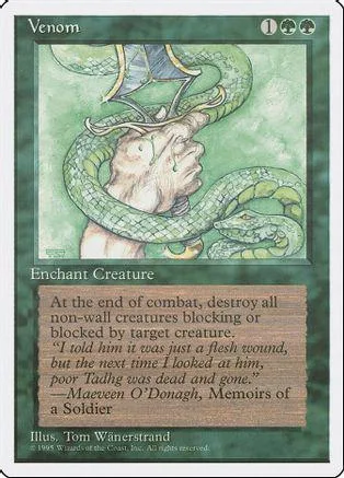 Green and blue card art featuring a snake coiled around a figure's head.