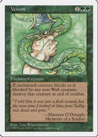 Green and brown card art featuring a serpent coiled around a face.