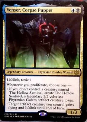 Black zombie wizard creature card art, dark tones, showing a menacing figure.