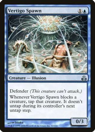 Blue and white Magic: The Gathering card, Vertigo Spawn, depicting a swirling, ethereal scene.