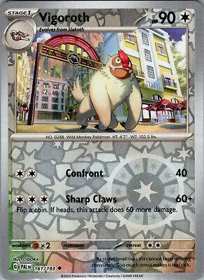 Pokémon card featuring a white and orange monkey Pokémon against a city background.