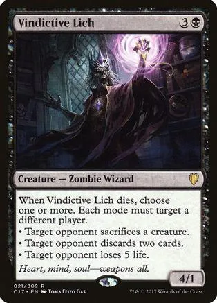 Dark wizard creature card with purple glow, black and purple artwork.