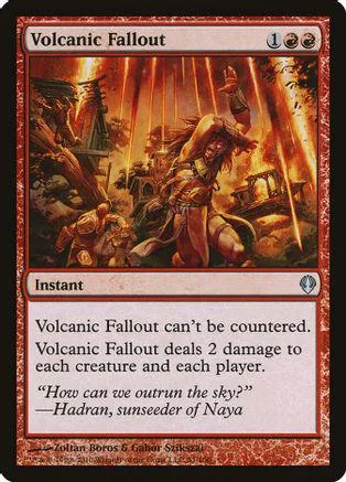 Card art depicts fiery scene with figures amidst volcanic landscape. Instant spell.