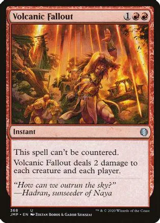 Card art depicts fiery scene with figures amidst volcanic eruption.