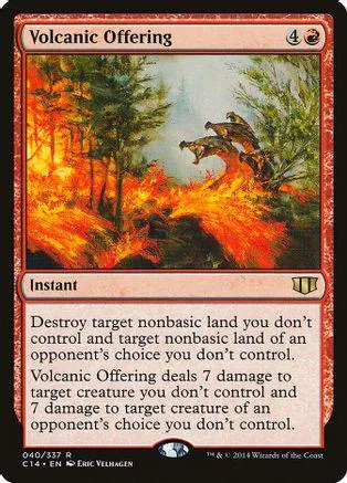 Fire landscape with trees; card art depicts volcanic eruption.