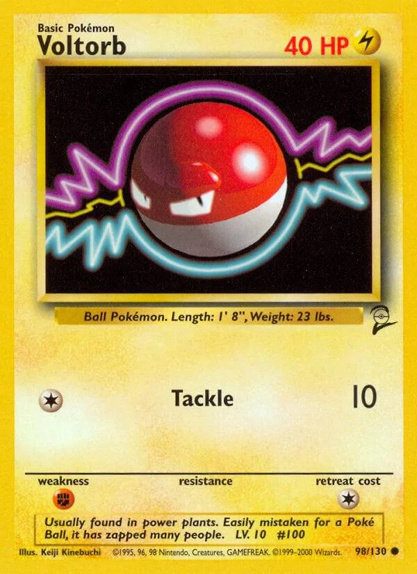 Voltorb Pokémon card featuring a red and white Poké Ball design.
