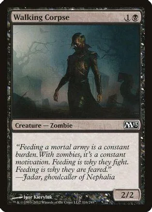 Dark zombie creature card art, black and grey tones, Walking Corpse.