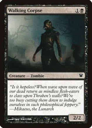 Dark zombie creature card art, black and gray tones, showing a shadowy figure.