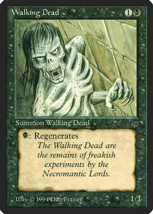 Zombie creature card art, green and gray tones, showing a decaying, snarling figure.