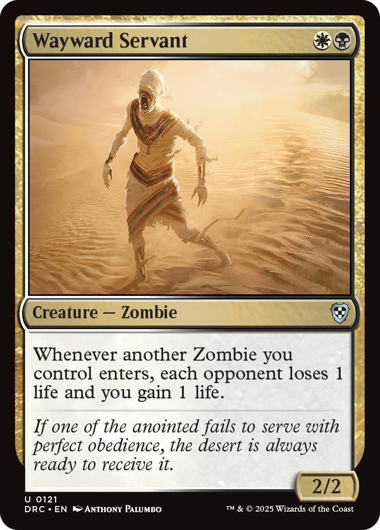 Zombie creature card art: figure in desert sand, tan and brown tones.