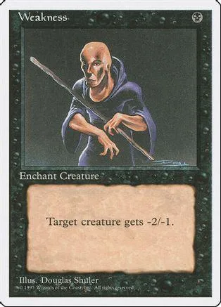 Bald man with staff on dark background, black and white card art.