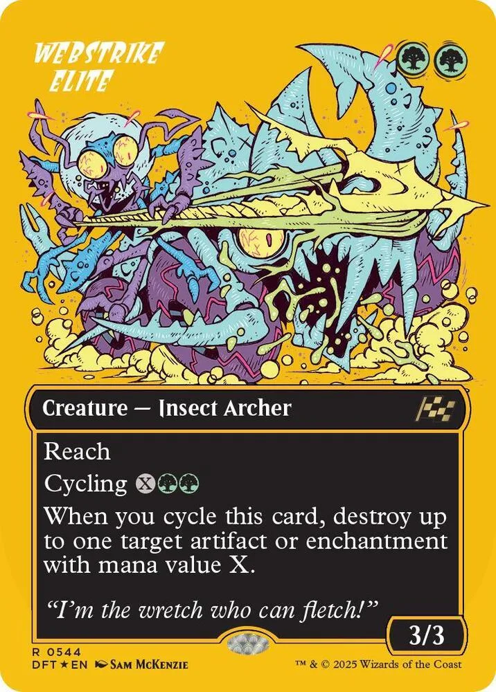Card art featuring a blue and purple insect creature with a bow and arrows.