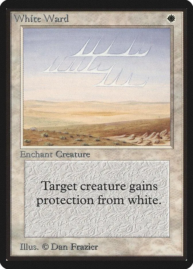 White Ward Magic: The Gathering card art showing a pale, open landscape.